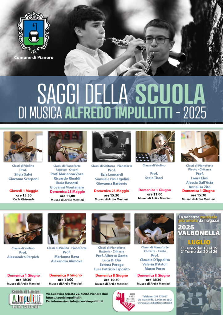 alt="Saggi di fine anno Scuola di Musica Impullitti 2025 – studenti in concerto" 