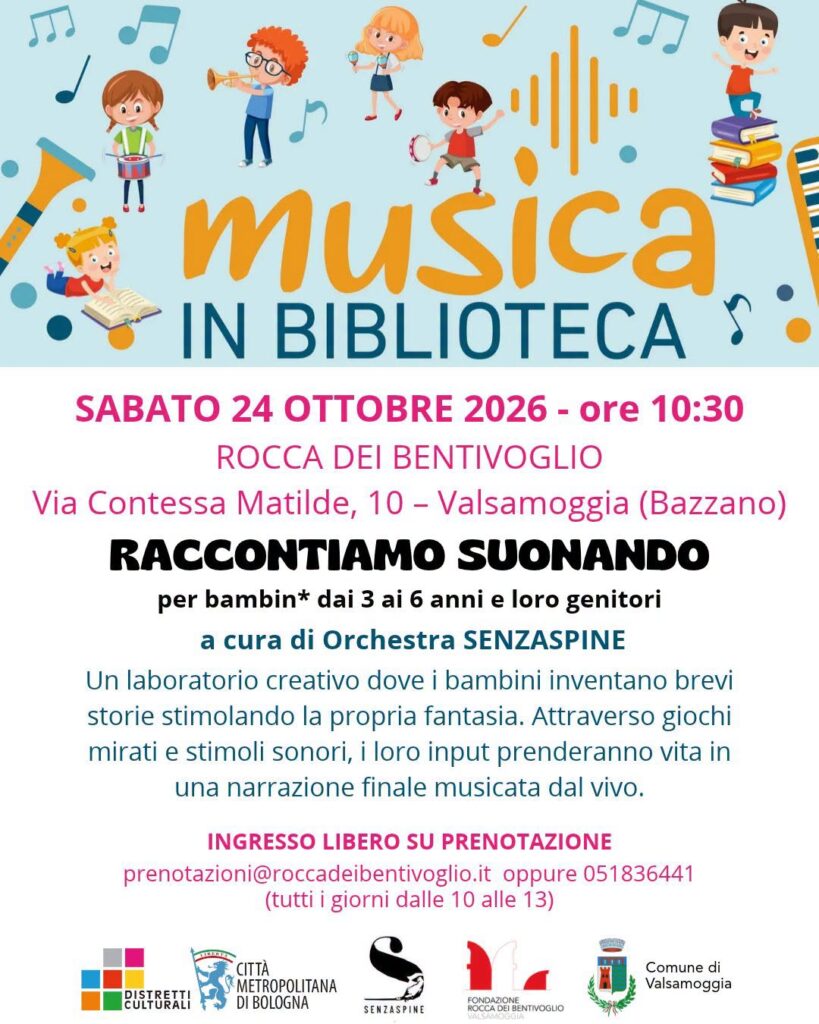 🥁Secondo appuntamento di “Musica in Biblioteca” 📍Questo sabato, 24 ottobre 2026, ore 10:30 presso la Rocca dei Bentivoglio