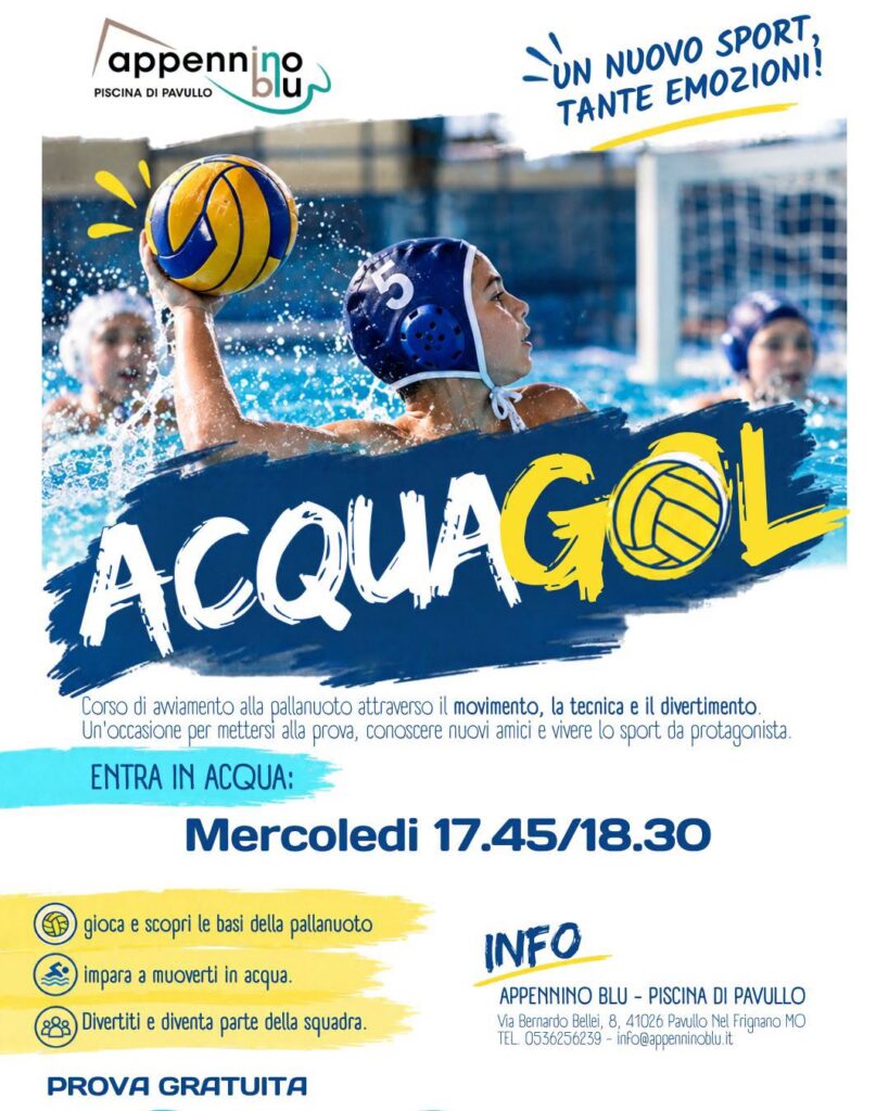 A novembre la piscina di Pavullo si arricchisce di una grande novità per i più giovani. Il nuovo coordinamento di Appennino Blu è orgoglioso di presentare Acquagol, il corso di avv
