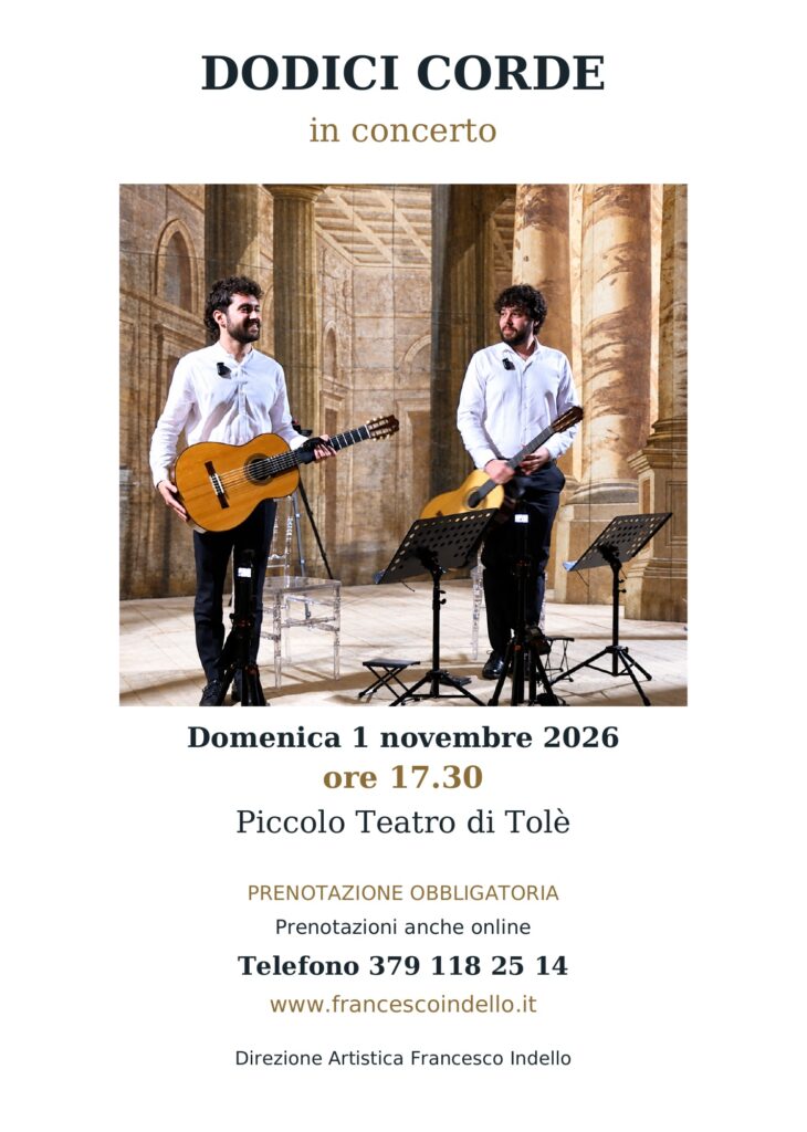 Dodici corde in concerto – 1 novembre 2026, Piccolo Teatro di Tolè