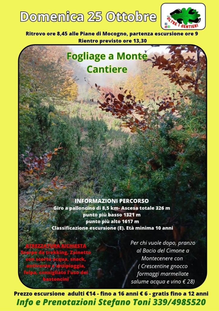 Foliage a Monte Cantiere – 25 ottobre 2026