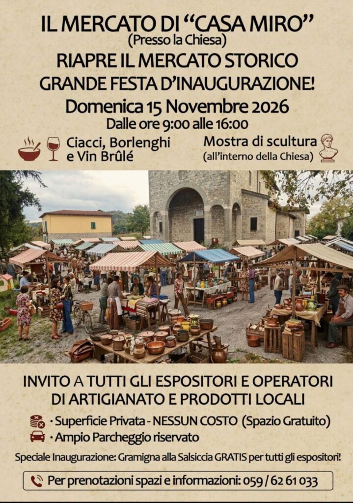 Riapre il mercato di Casa Mirò – Zocca, 15 novembre 2026