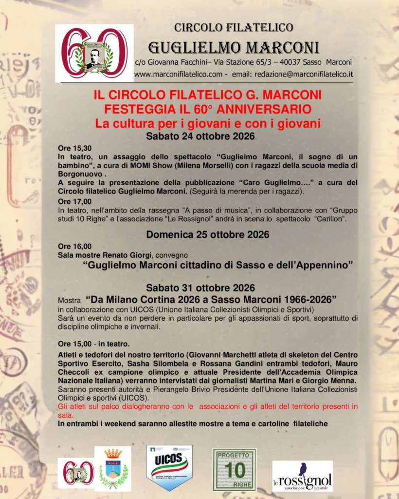 60 ANNI DI STORIA, CULTURA E TRADIZIONE A SASSO MARCONI!