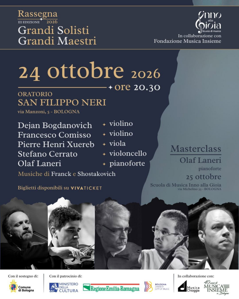 Grandi Solisti, Grandi Maestri: a Bologna un concerto con cinque protagonisti della musica classica